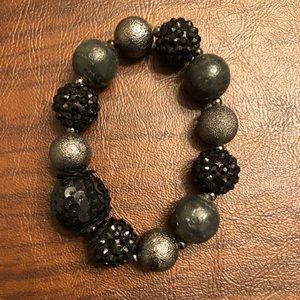 Black and Silver Stretch Bracelet